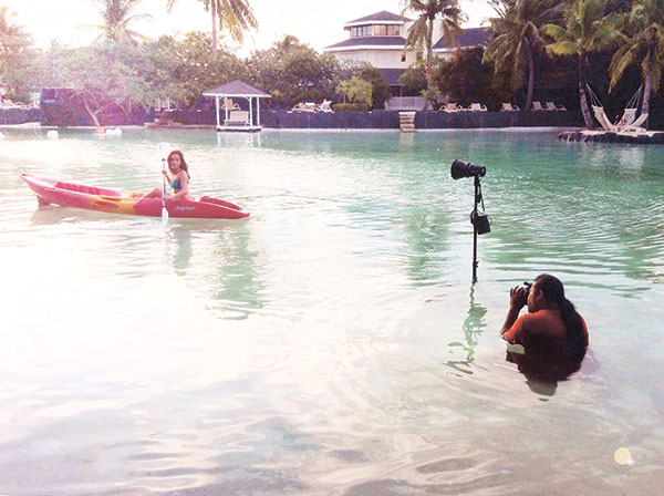 Shooting for Plantation Bay, I have to position in the middle of the lagoon to get the right angle.