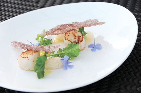 Pan-seared Scallop, Pacific Lobster Tartare, with Calamansi Vinaigrette and Rocket Leaf (Contributed Photo)