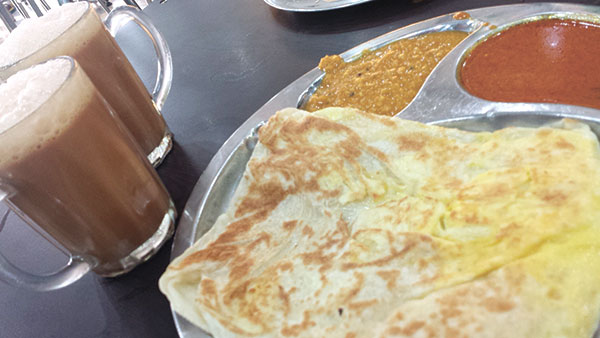 Roti and Tea Tarik at an Indian eatery in Kota Kinabalu, Sabah
