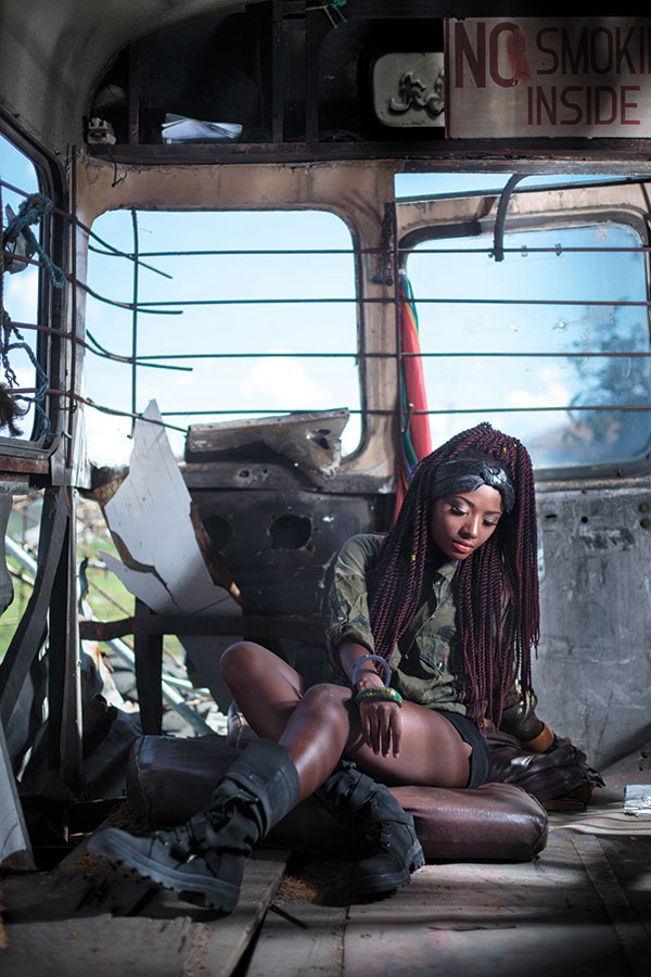 We found this open space in north reclamation area with an old junked Koashiung bus. Looks like an eye sore for passersby but a gold mine to the eyes of a photographer. Natural light with a mix of strobe light. Model: Eva Maria.